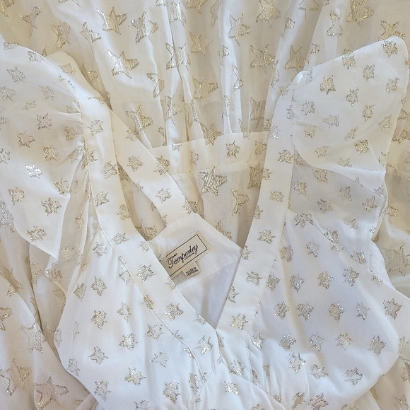 NWOT RARE White Temperley London Metallic Star Jacquard Silk Tiered Maxi Dress - Picture 4 of 16